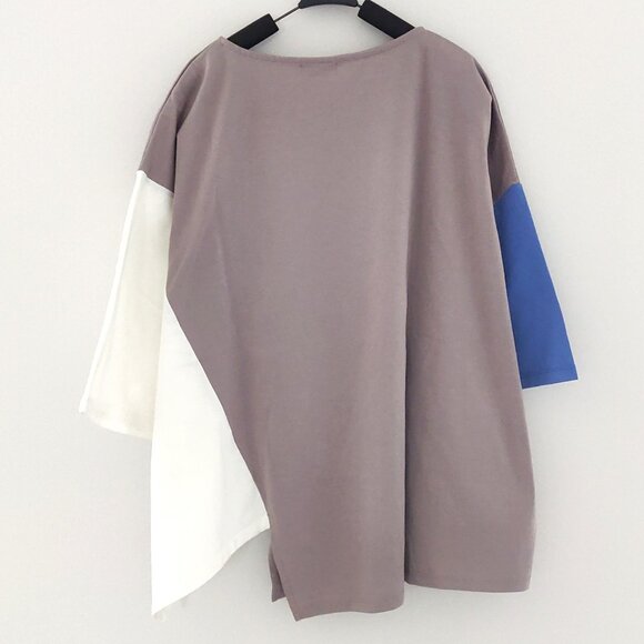 Japanese Brand "Beams Heart" Women's Color Block Asymetric Tee Shirt - OS - Picture 2 of 7